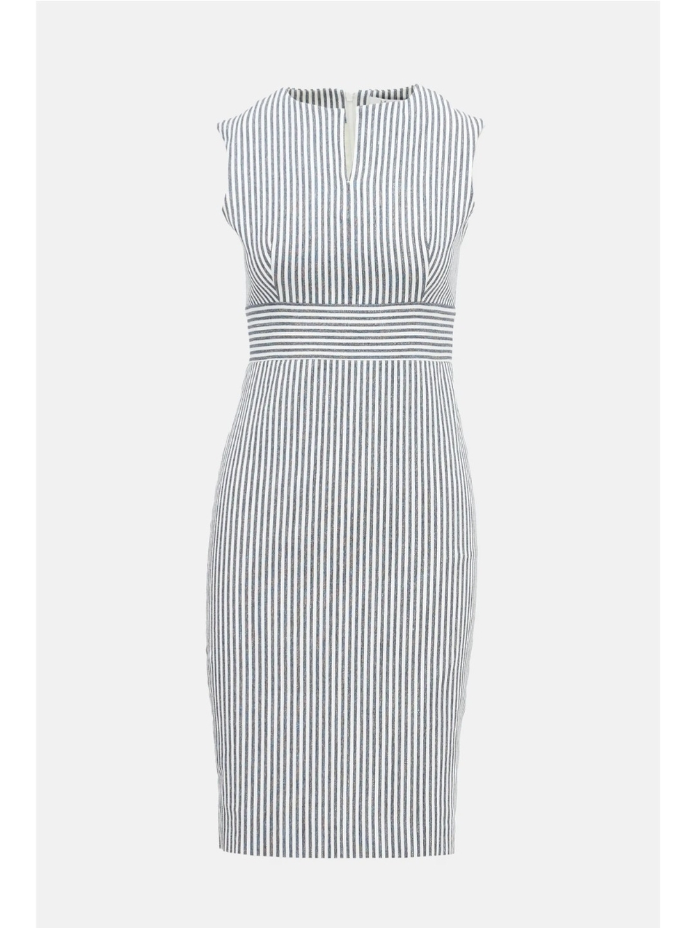 MaxMara Navy and White Striped Midi Sheath Dress
